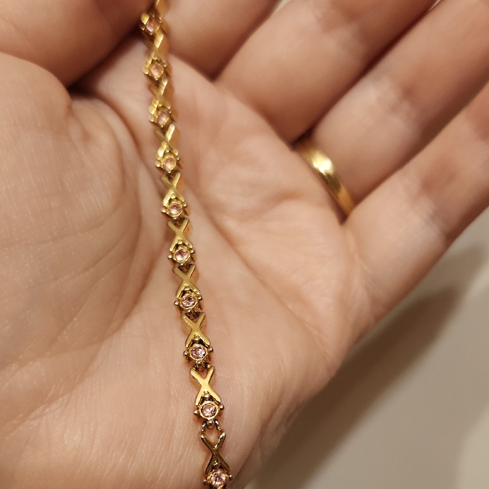 Vintage XOXO Gold Pink Tennis Bracelet
